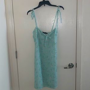 Blue Floral Strappy Swing Dress